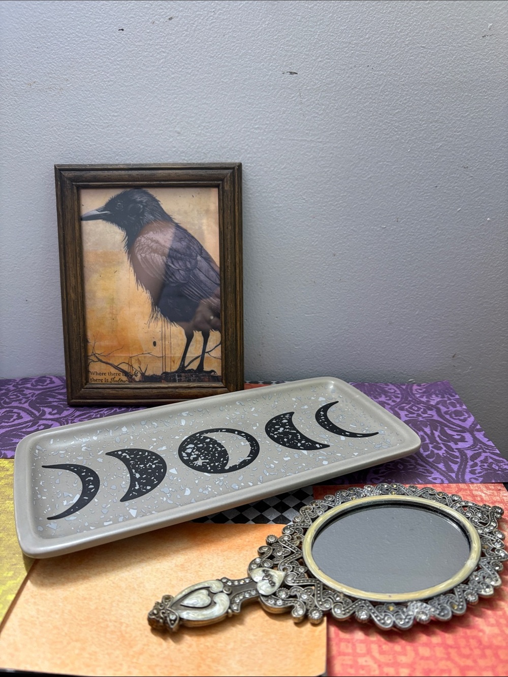 Decorative Moon Phase Tray - Mirror and Raven Photo